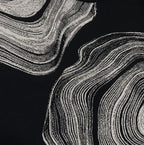 Black and white abstract pattern on sweater.