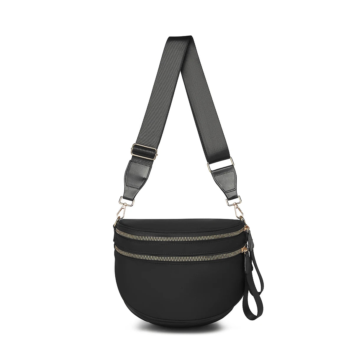 Black Baye Bag with a strap on a white background