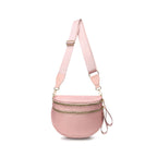Bubblegum pink Baye Bag with a strap on a white background