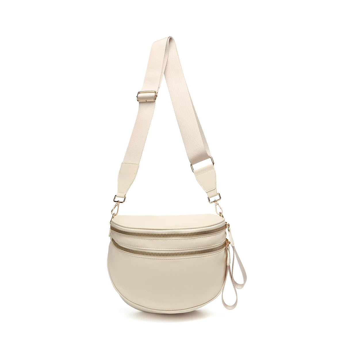 Cream Baye Bag with a strap on a white background
