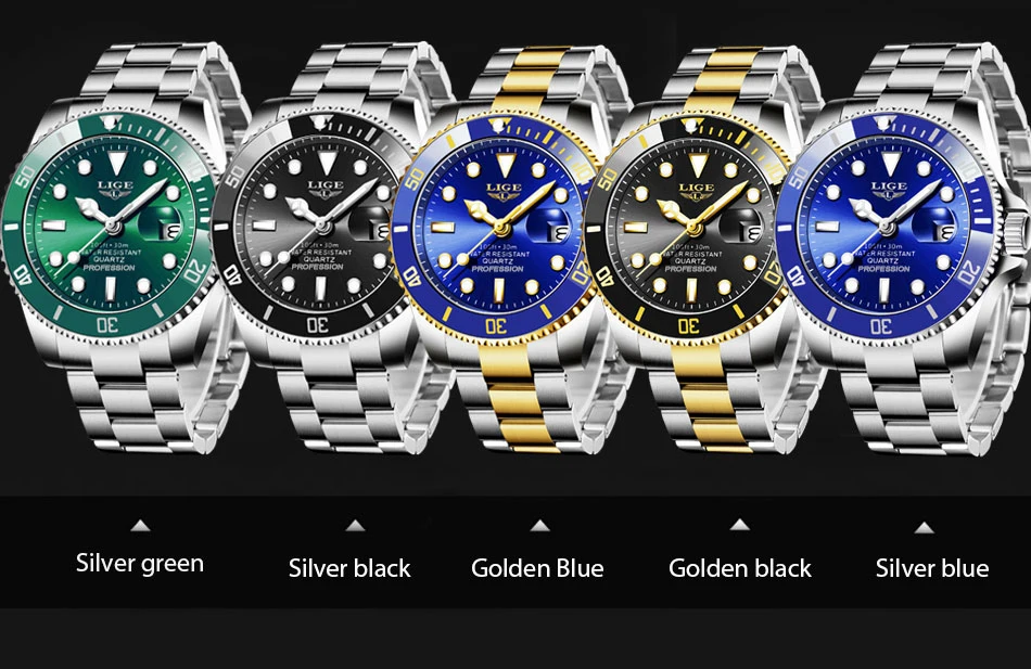 LIGE Luxury Diver Watch