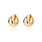 Pair of gold earrings on a white background