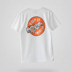 White t-shirt with a "Keep It Twisted" graphic.