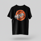 Black t-shirt with a graphic design and text 'Keep It Twisted' on a gray background