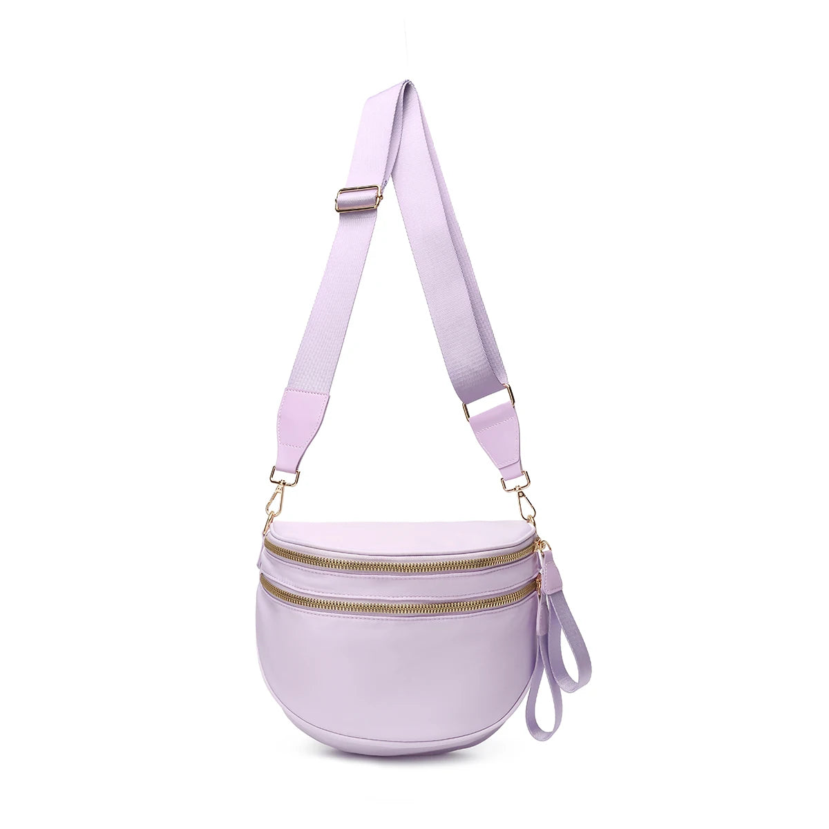 Lilac Baye Bag with a strap on a white background