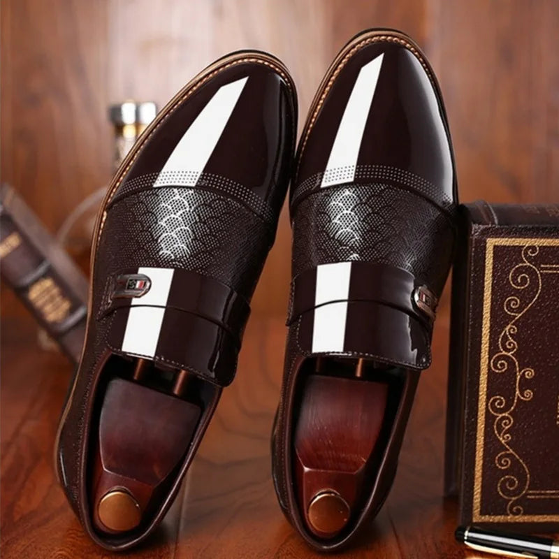 Classic Men's Shoes Buniness Dress Shoes Office Non-slip Leather Shoes Slip on Wedding Formal Oxfords PU Leather Work Loafers
