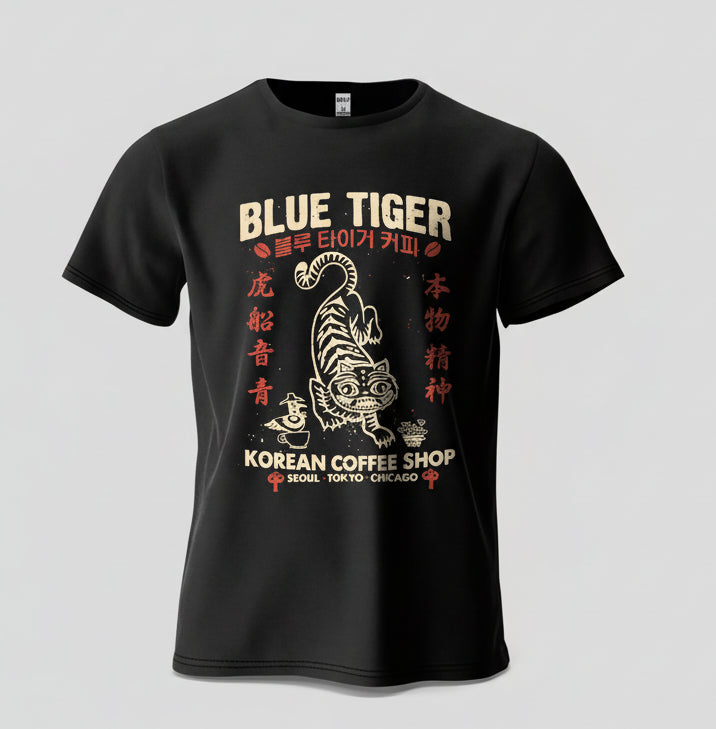 Blue Tiger Coffee Shop Graphic TShirt