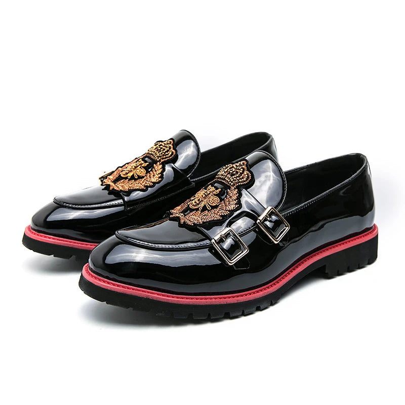 Luxury Fashion Embroidery Men's Leather Shoes Size 38-48 Comfortable Black Formal Shoes for Man Wedding Party Social Shoe Male