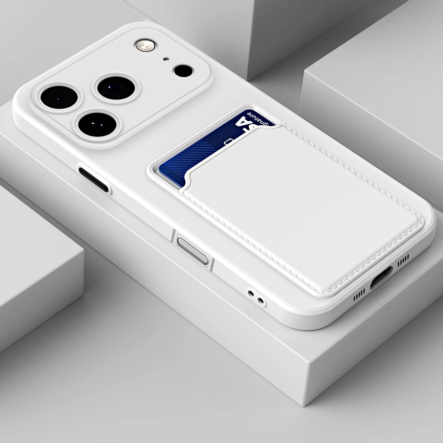 Liquid Silicone Soft Phone Case For iPhone 17 16 Pro Max 14 15 16 Plus 12 13 Mini 16E 17 Air XS Max XR Card Slot Protector Cover