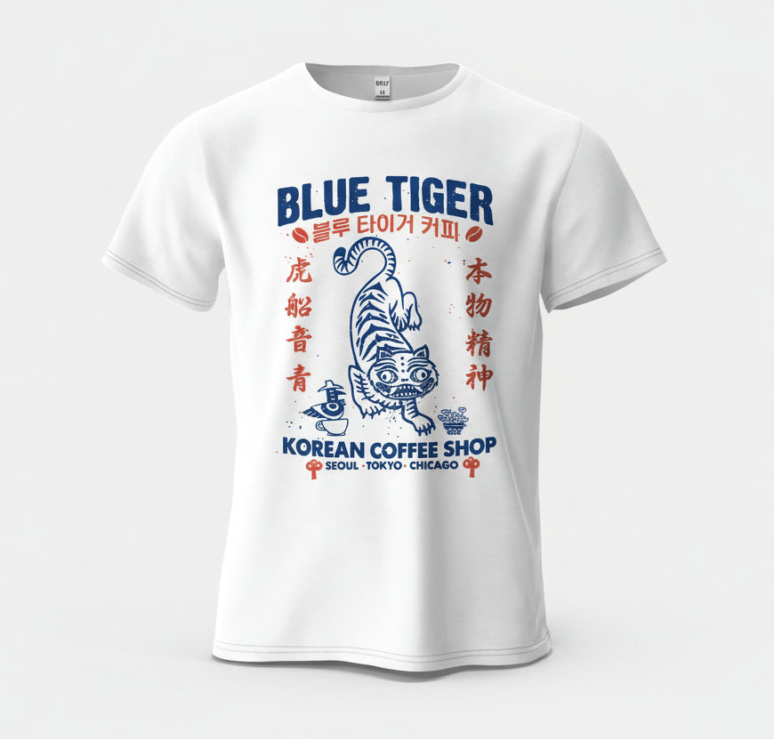 Blue Tiger Coffee Shop Graphic TShirt