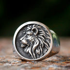 Lion of Judah Signet Ring with silver detailing.