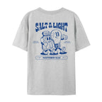 Gray Christian t-shirt with 'Salt & Light' graphic design on a white background