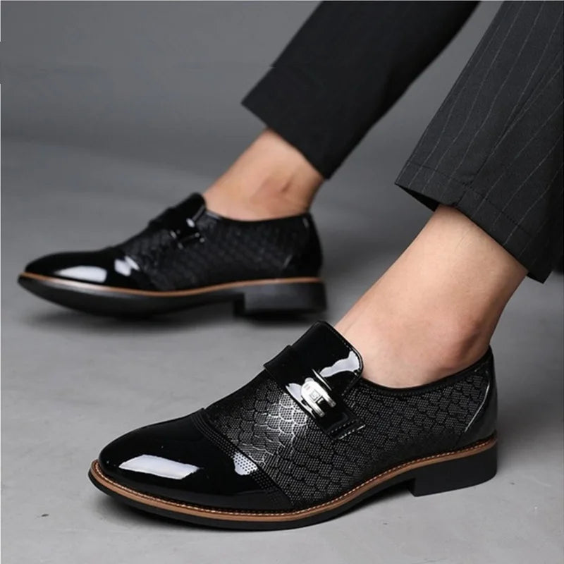 Classic Men's Shoes Buniness Dress Shoes Office Non-slip Leather Shoes Slip on Wedding Formal Oxfords PU Leather Work Loafers