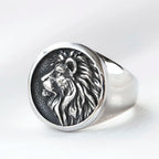 Lion of Judah Signet Ring with silver detailing.