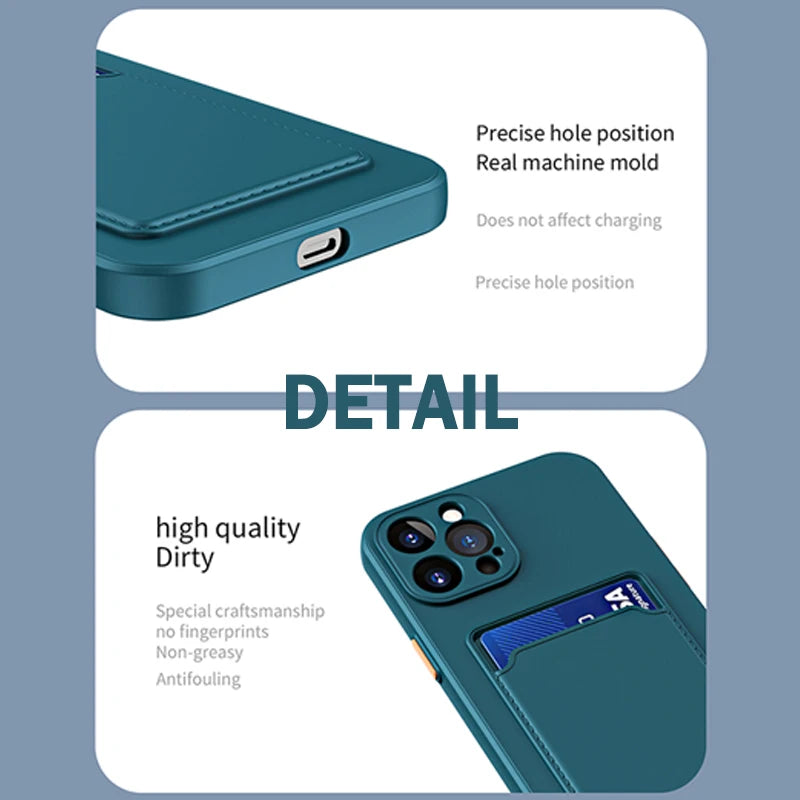 Liquid Silicone Soft Phone Case For iPhone 17 16 Pro Max 14 15 16 Plus 12 13 Mini 16E 17 Air XS Max XR Card Slot Protector Cover