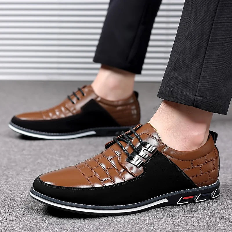New Men's Business Casual Shoes Classic Lace Up Male Loafers Plus Size 38-52 Pu Leather Shoes Trend Men Dress Shoes High Quality
