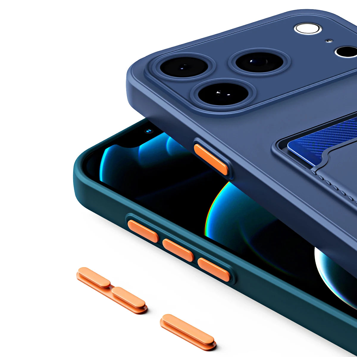 Liquid Silicone Soft Phone Case For iPhone 17 16 Pro Max 14 15 16 Plus 12 13 Mini 16E 17 Air XS Max XR Card Slot Protector Cover