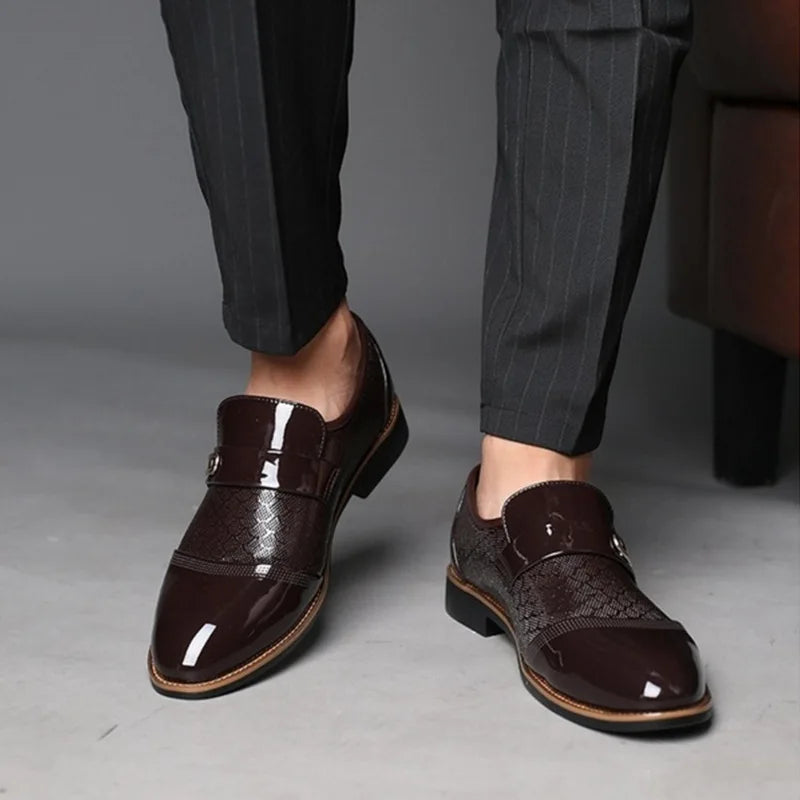 Classic Men's Shoes Buniness Dress Shoes Office Non-slip Leather Shoes Slip on Wedding Formal Oxfords PU Leather Work Loafers