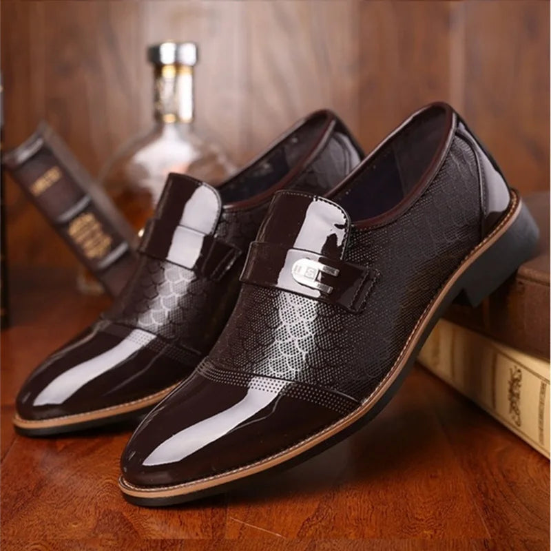 Classic Men's Shoes Buniness Dress Shoes Office Non-slip Leather Shoes Slip on Wedding Formal Oxfords PU Leather Work Loafers