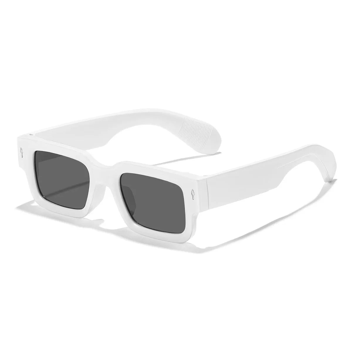 White sunglasses with black lenses on a white background