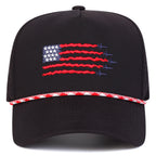 Black cap with American flag design on a white background